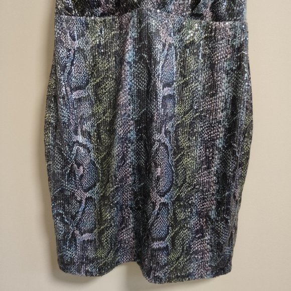 ASOS Sequin Multicolor Print Sleeveless Party Dress Size 8 - Picture 4 of 10
